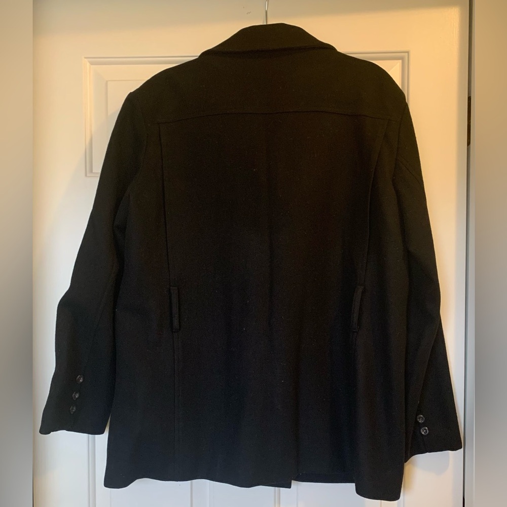 Solid Black Wool Double Breasted/Peacoat - image 2